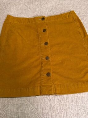 Toad&Co Mustard Yellow Button-Front Corduroy Mini Skirt